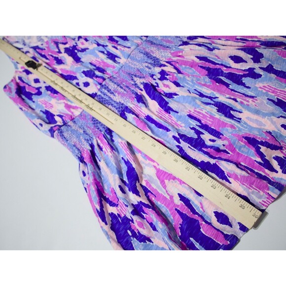 Lilly Pulitzer Tideline Mini Dress Blue Purple Print Smocked Sleeveless Women L - Picture 11 of 13